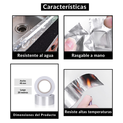 AluTape® Cinta Adhesiva de Aluminio Resistente al Agua x2 Unidades