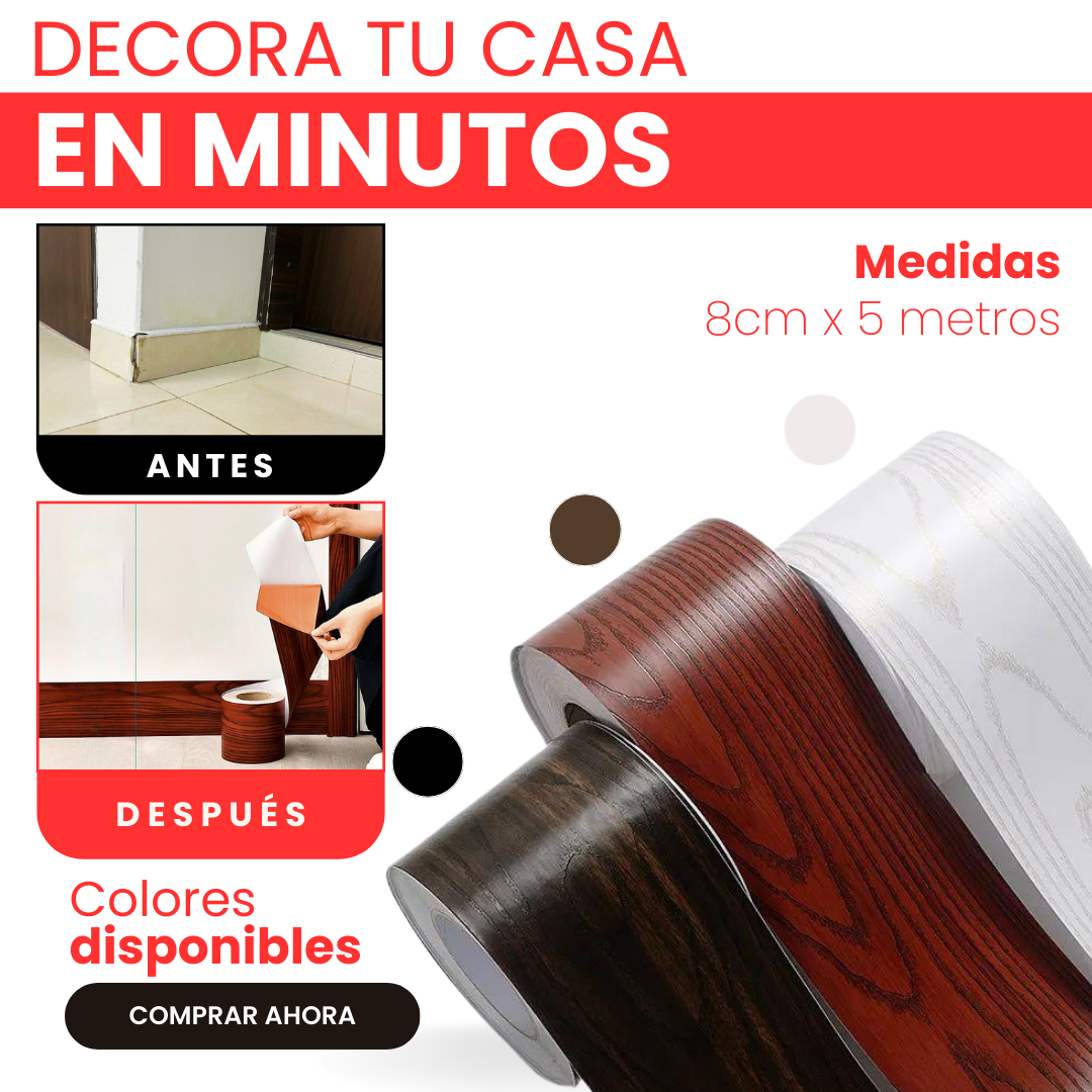 Autoadhesivo Decorativo en PVC para Guarda Escobas - 8cm x 5m