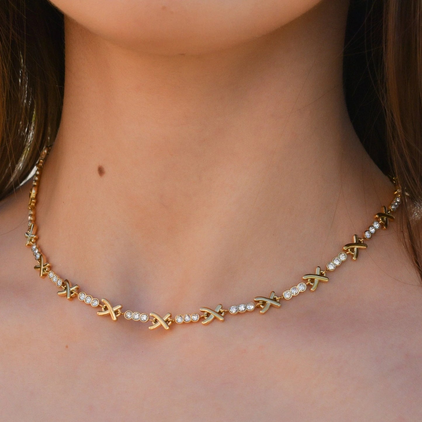 Collar Vintage, Tejido Frances con Diamantes.