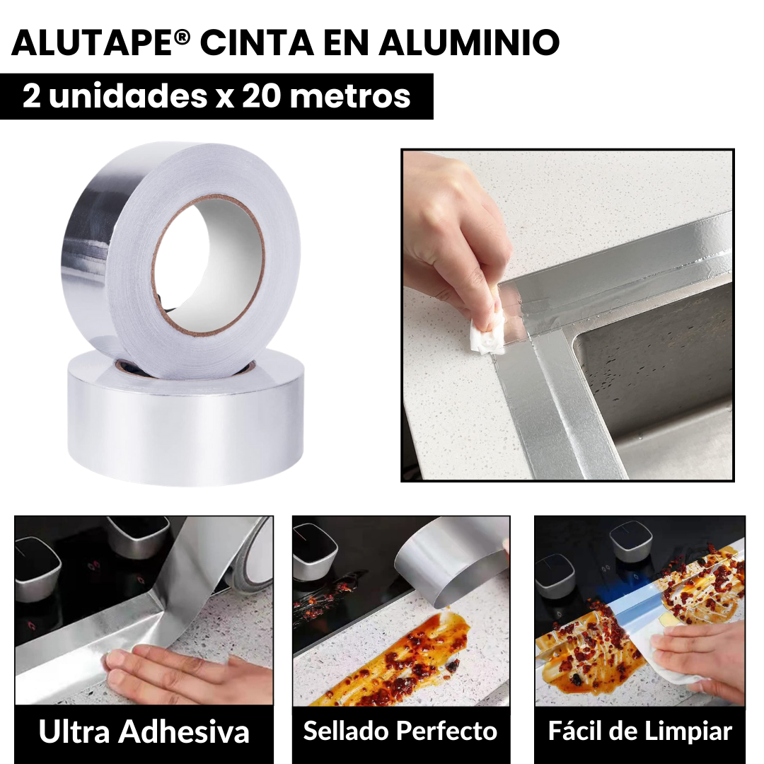 AluTape® Cinta Adhesiva de Aluminio Resistente al Agua x2 Unidades